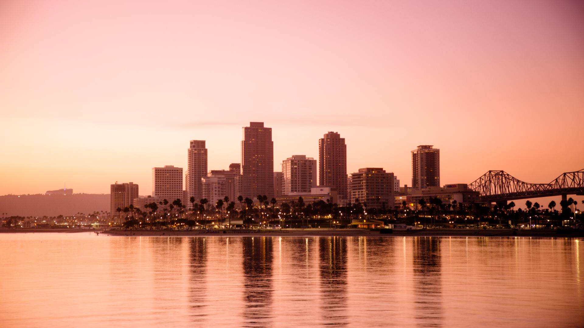 San Diego skyline at sunset